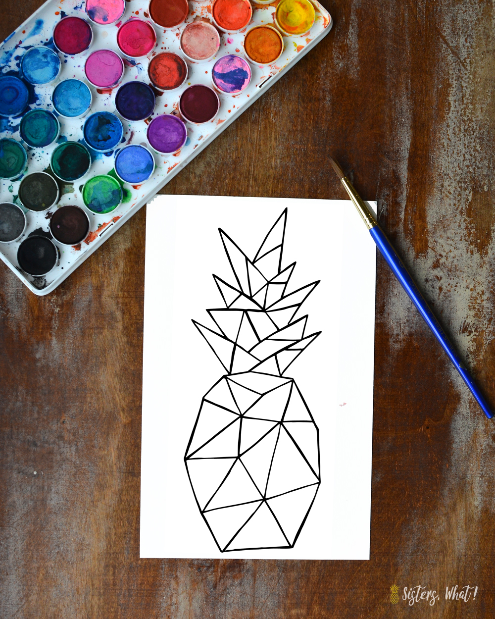 Download Love Of Watercoloring And Free Geometric Pineapple Print Downloads Sisters What