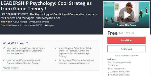 [100% Off] LEADERSHIP Psychology: Cool Strategies from Game Theory !|Worth 40$