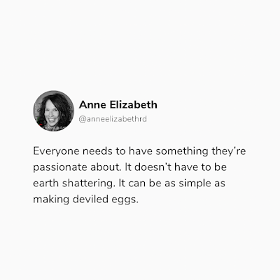 Inspirational quote about finding your passion in black letters on a white background with a photo of a lady on the left hand side.