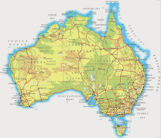 Australia - harta gjeografike të Australisë 