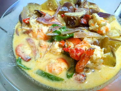 Resepi Terung Masak Lemak Dengan Udang Galah