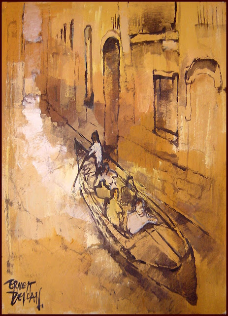 GONDOLIERI-GONDOLEROS-VENEZIA-VENECIA-ERNEST DESCALS