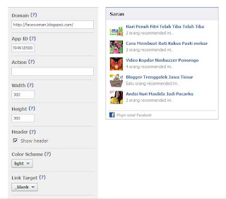 Cara membuat rekomendasi Bok Facebook di Blog