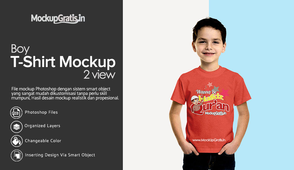 Download PSD Mockup Kaos Anak Laki-Laki Gratis | MockupGratis.in - Download PSD Mockup Gratis