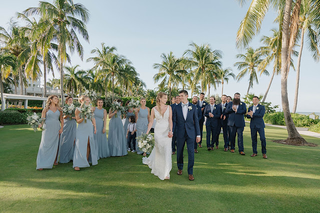 wedding party on the lawn at south seas