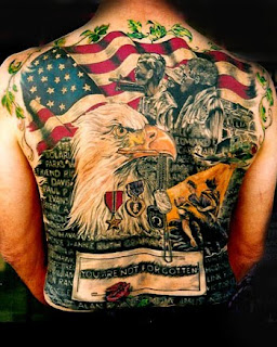 American tattoo on back body male
