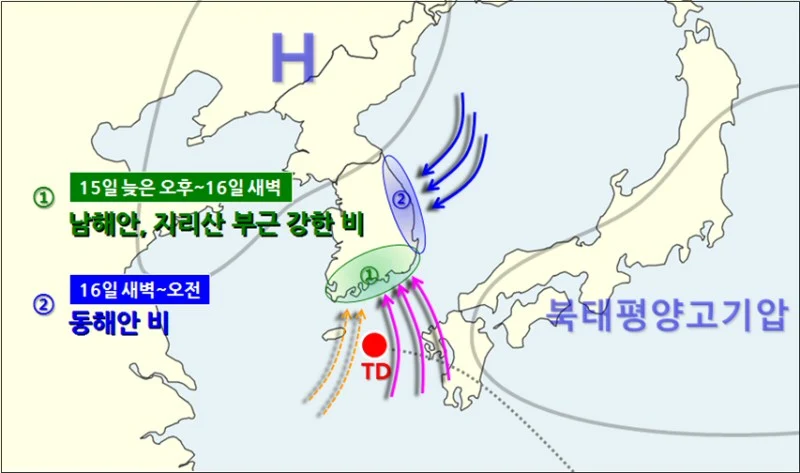 2018년 8월 15일~16일 강수와 앞으로 폭염 전망