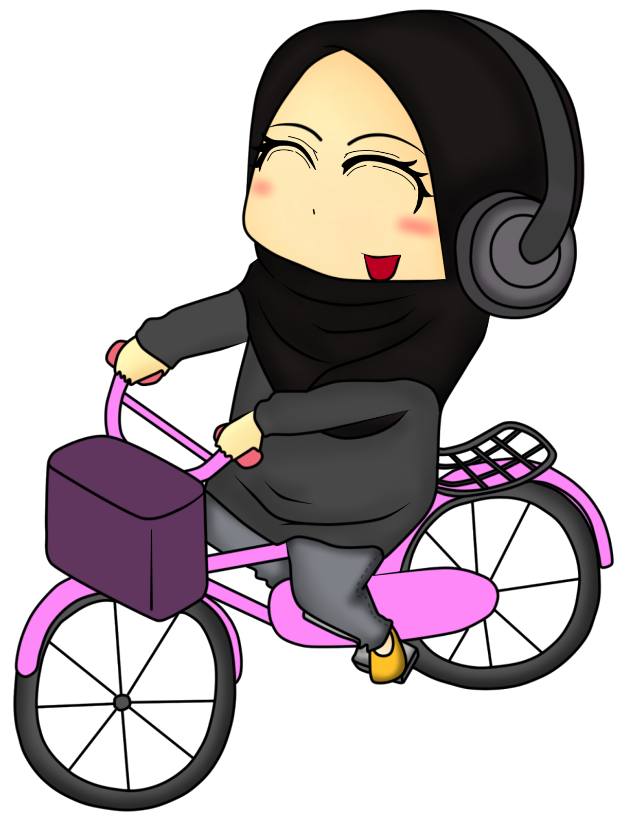 Diya Hanun Chibi doodle girl naik  basikal