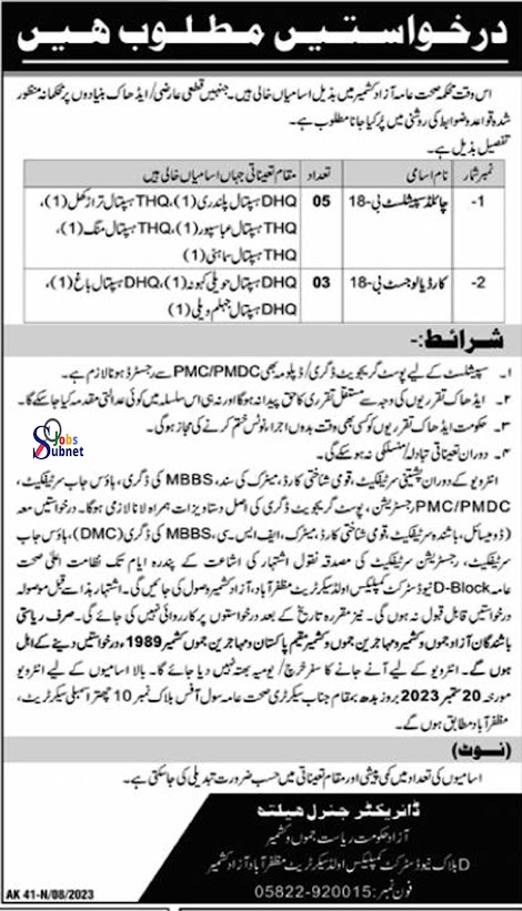 New Government Public Health Department Muzaffarabad Jobs 2023