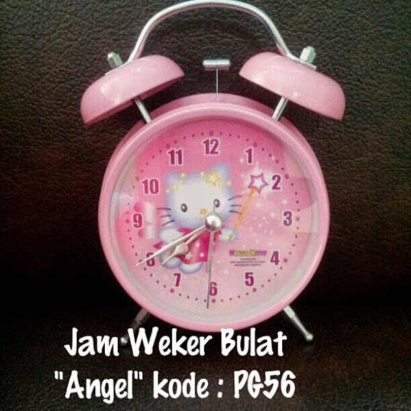 Jam Weker Hello Kitty Murah  Grosir Ecer Bulat Motif Angel