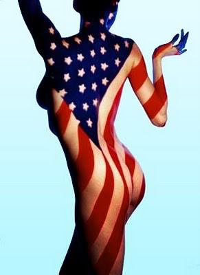 American Flag Women Body Painting