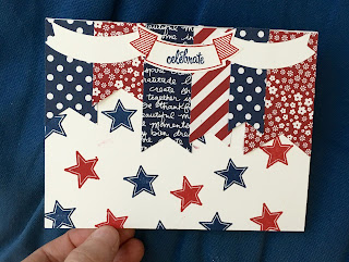 4th of July card makes bunting using Thoughtful Banners and Duet Banners Punch