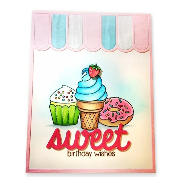 Sunny Studio Stamps: Sweet Shoppe Ice Cream, Cupcake & Doughnut Card by Vornlen Wong