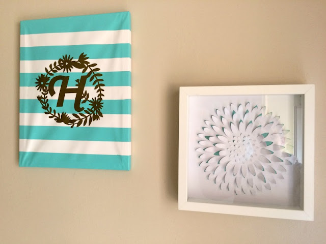 Make an easy monogrammed canvas wall art using your Cricut Explore.