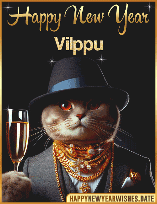 Happy New Year Cat Funny Gif Vilppu