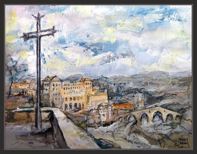 MANRESA-PAISATGES-PINTURA-COVA-SANT IGNASI-PONT VELL-CREU-SEU-TARDOR-CATALUNYA-ART-QUADRES-ARTISTA-PINTOR-ERNEST DESCALS--