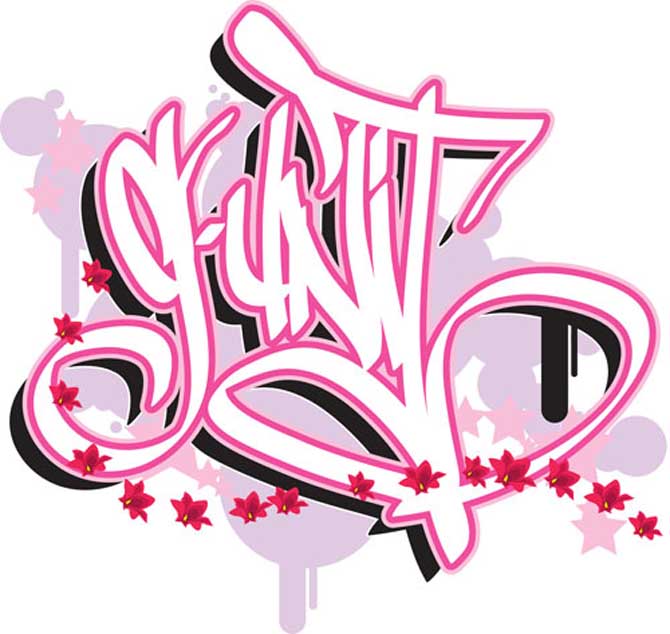 graffiti tags letters. 4 Pink Graffiti Tag Letters