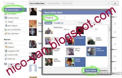 Membuat daftar teman di Facebook