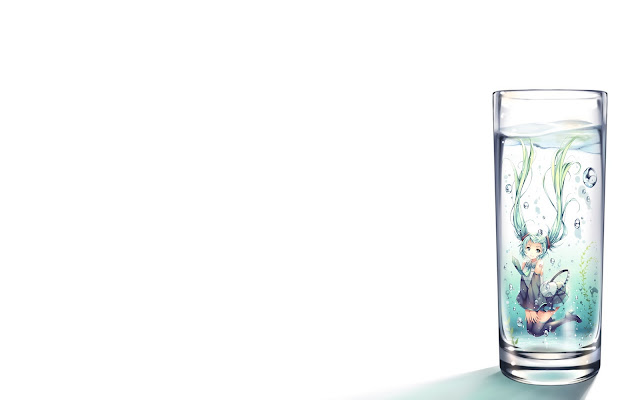 Hatsune Miku inside a glass of water Vocaloid PC Desktop Wallpaper