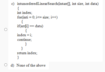 select the code snippet which performs unordered linear search iteratively