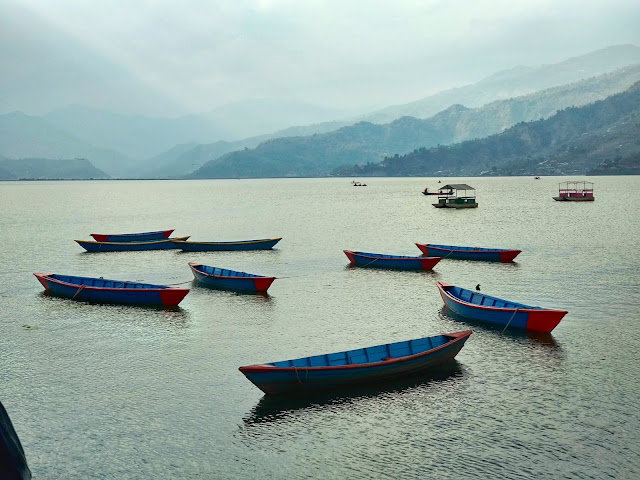Boats in Phewa Lake, Pokhara