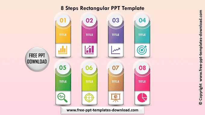 8 Steps Rectangular PPT Template Light