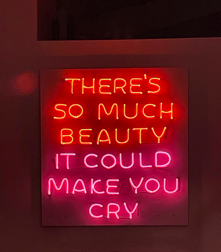 There's so much beauty it could make you cry, Tender Loving Empire neon art sign Portland, Oregon