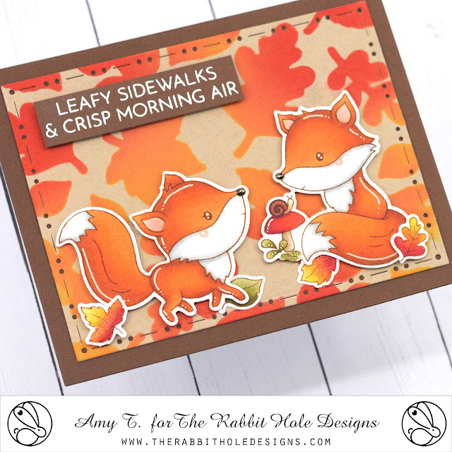 Fall Foxes Stamp and Die Set illustrated by Agota Pop, Falling Leaves Stencil, You've Been Framed - Layering Dies by The Rabbit Hole Designs #therabbitholedesignsllc #therabbitholedesigns #trhd