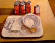 Oil painting Last Meal: James Colburn from artist Kate MacDonald's continuing series protesting capital punishment. 20x16 - oil on canvas.