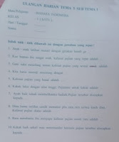 Ulangan Harian Bahasa Indonesia Tema 5 Sub Tema 1 Kelas 1 SD - Salsabila Info