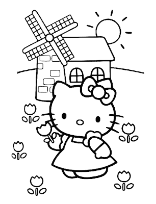 Dibujos para colorear a Hello Kitty en HELLO KITTY, AMISTAD, TIM & TAMMY, 