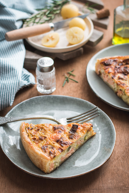 Quiche au saumon et aux poireaux