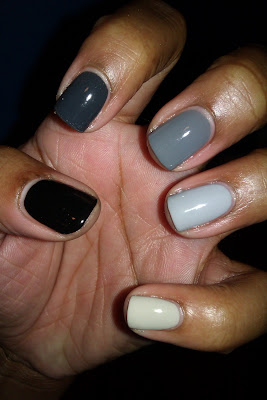 Ombre,grey, gray, greyscale, monochromatic, nail art, mani