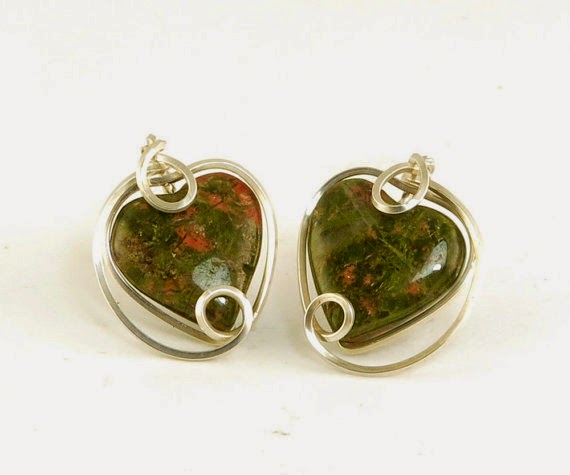 https://www.etsy.com/nz/listing/176414079/heart-stud-earrings-olive-green-unakite