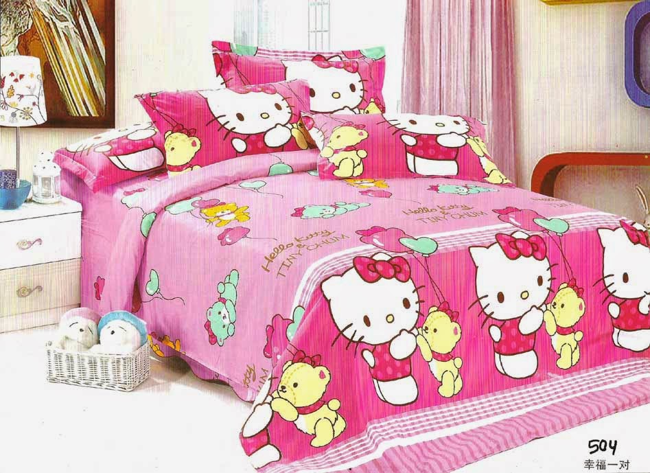 Sprei Anak Jepang Motif Hello Kitty dan Beruang