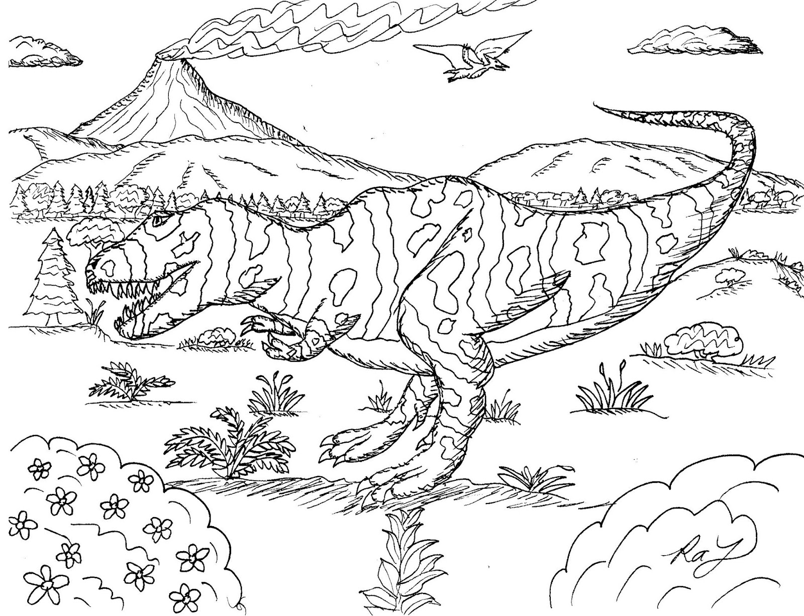 Download Robin's Great Coloring Pages: Two Cretaceous Dinosaurs T. rex and Parasurolophus