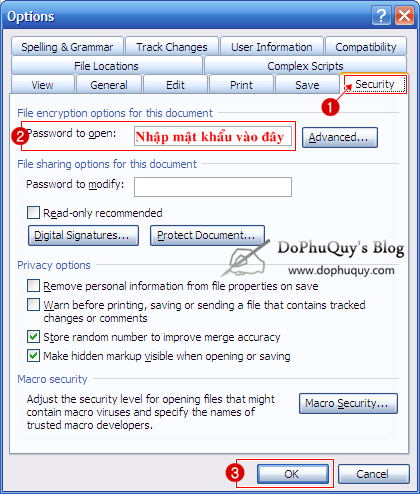 Hướng dẫn đặt mật khẩu cho file MS Word