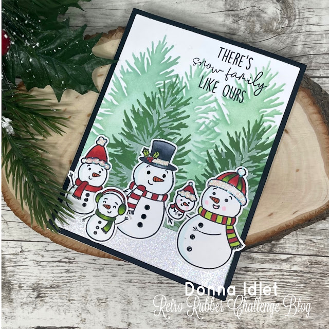 Donna Idlet, Honey Bee Stamps, Snow Family Like Ours, Farm House Trees Details stencil, snowmen, snow family, stenciling, copic coloring