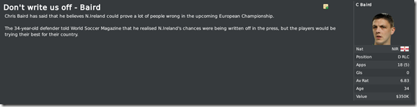 Baird warns football community, FM 2010