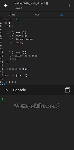 Fungsi Statement break & continue pada Loop di JavaScript
