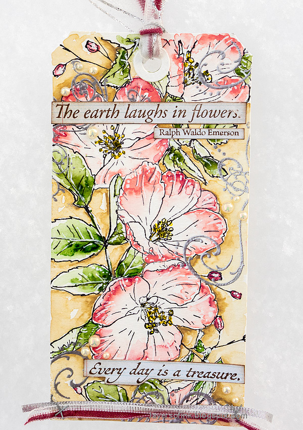 Layers of ink - Wild Rose Watercolor Tag Tutorial by Anna-Karin Evaldsson.