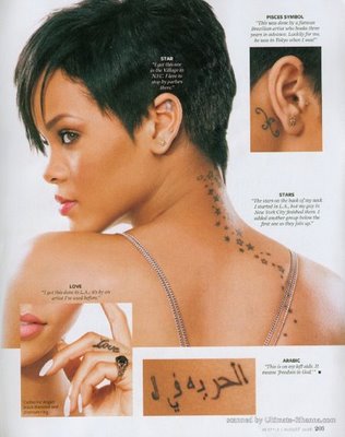Pop Star Rihanna climbed hobby is to build Tattoo that she wants to 
