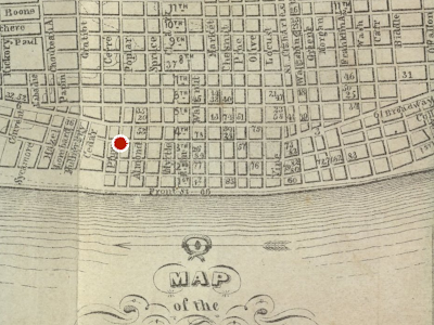Map of St. Louis and waterfront in 1840.