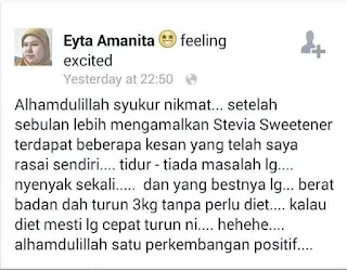 testimoni kurus dengan stevia