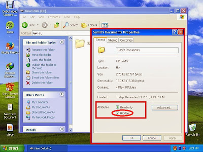 Learn how to unhide files and folders in windowsXP step7