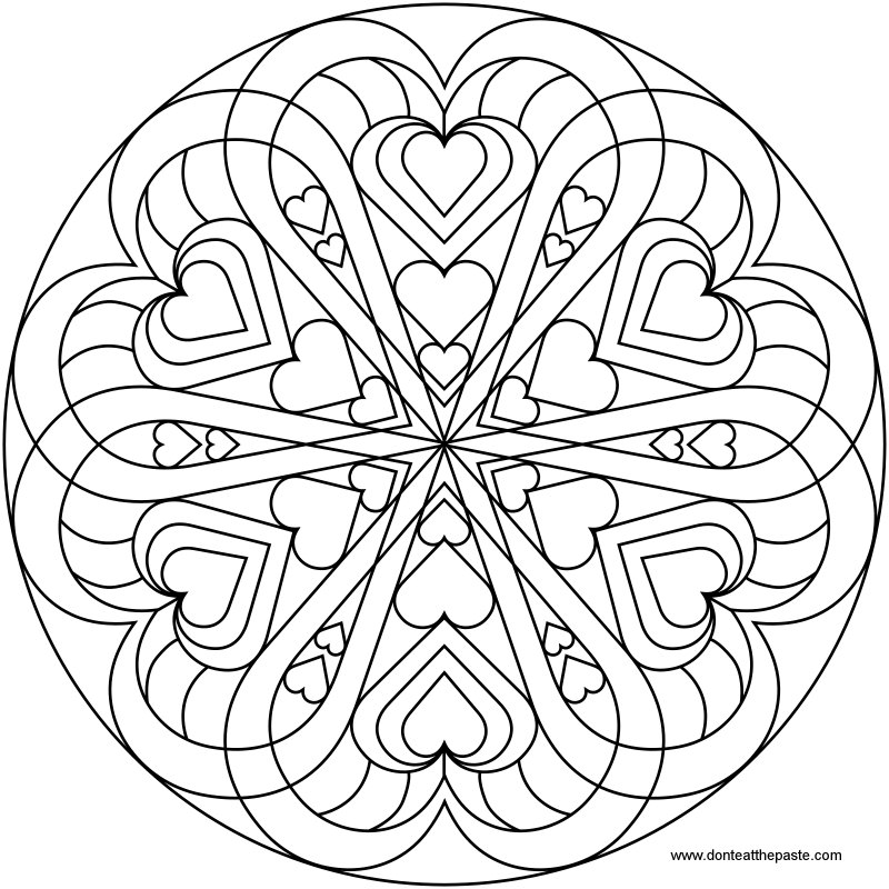 don't eat the paste heart mandala to color
