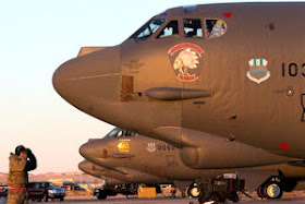 Three B-52s from the 96th Bomb Squadron at Barksdale Air Force Base