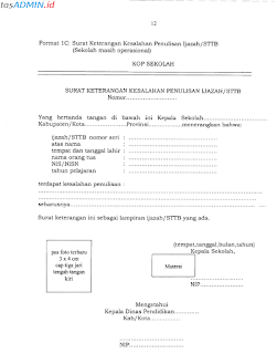 Format Surat Keterangan Kesalahan Penulisan Ijazah