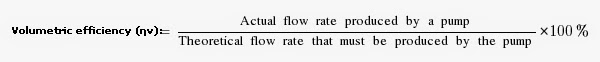 Volumetric efficiency of a centrifugal pump