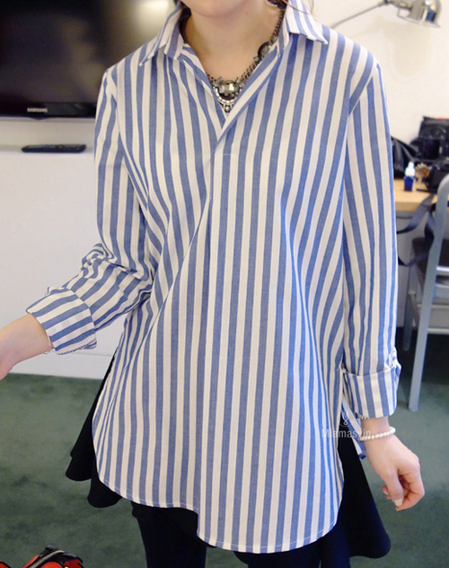 Pleated Stripe Shirt